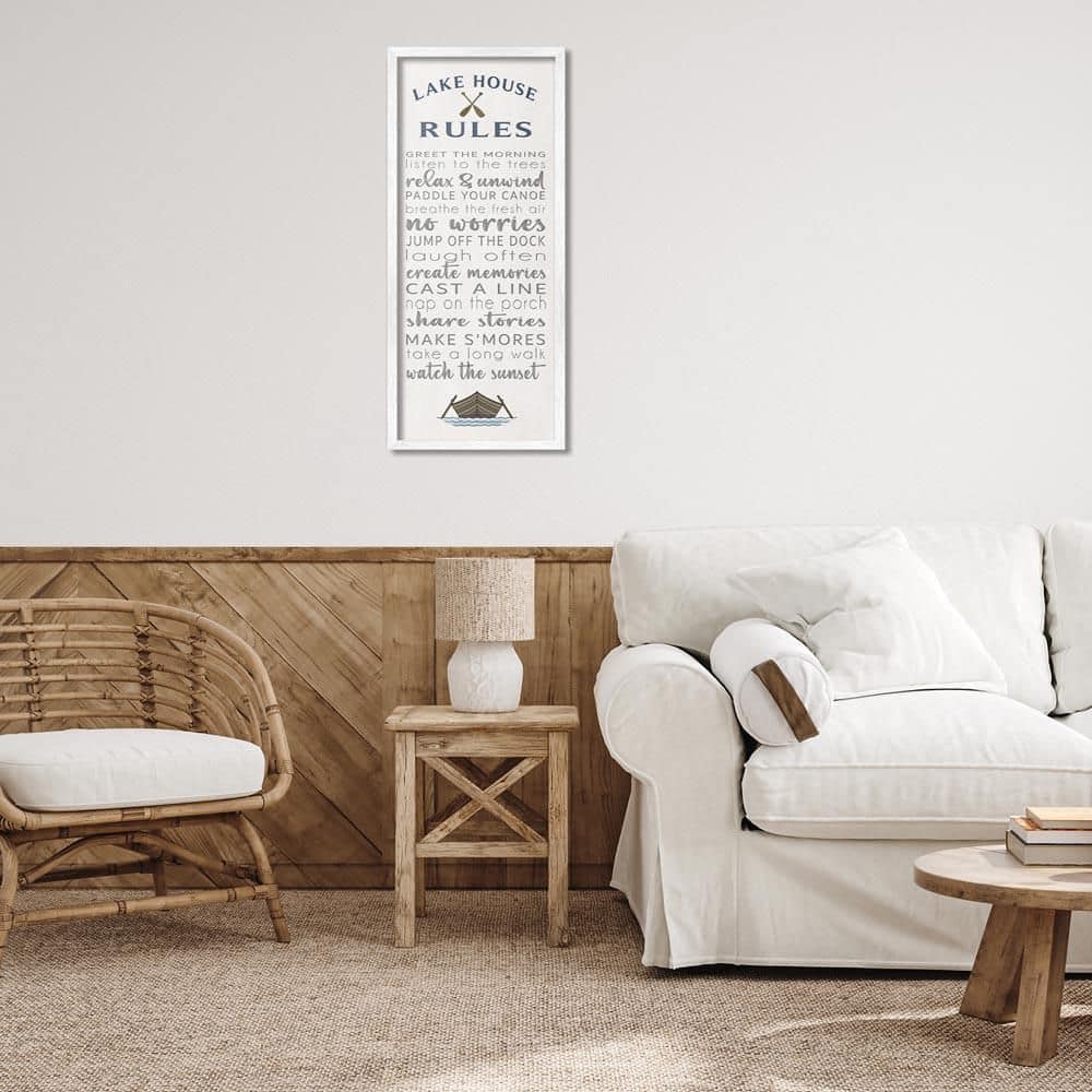 Fun Lake House Rules by Seven Trees Design White Framed Typography Giclee Art Print 30 in. x 13 in. price history on PriceWatchPro