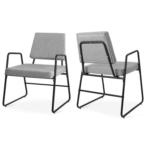 VEIKOUS Gray Office Kitchen Dining Arm Chair Wing Back Chairs with Upholstered (Set of 2)