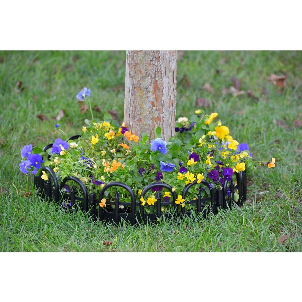 15-Foot Black Plastic Wrought Iron-Look No-Dig Landscape Edging Kit