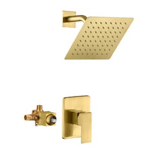Modern 1-Handle 1-Spray Shower Faucet 1.8 GPM with Pressure Balance in Brushed Gold (Valve Included)