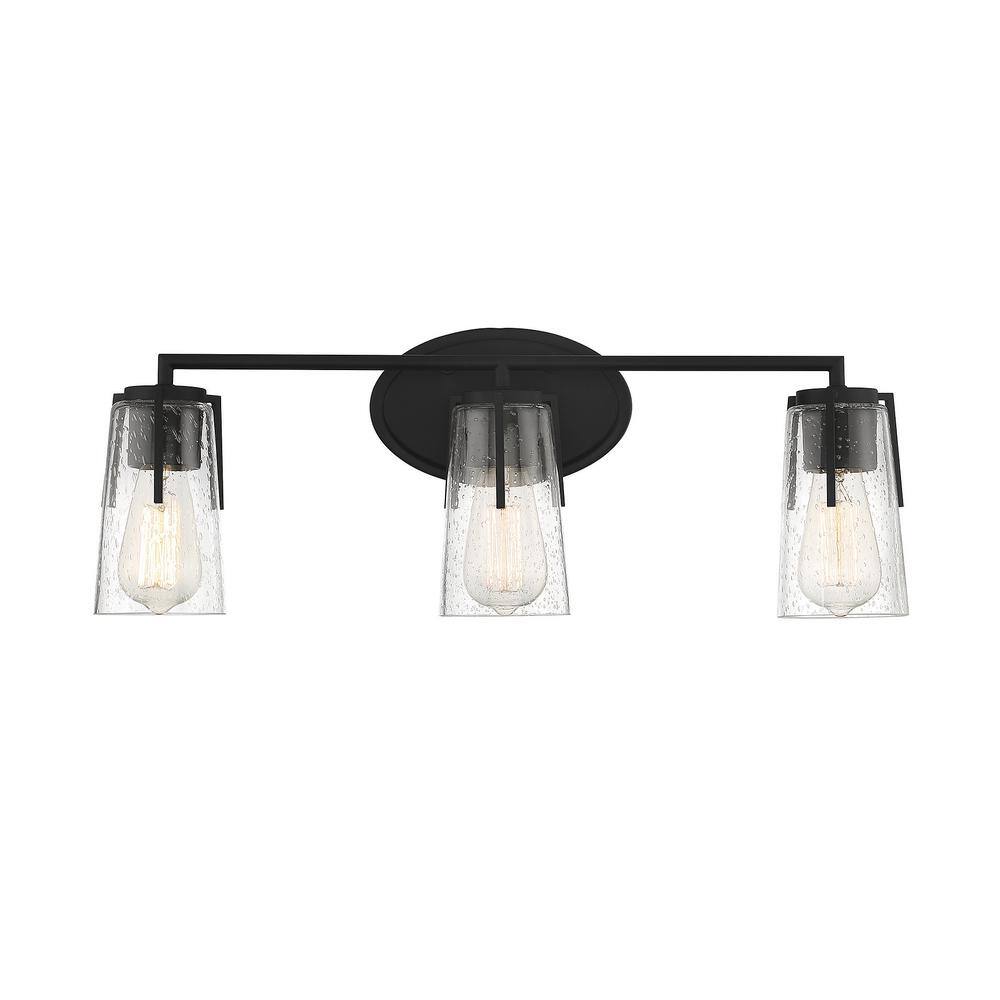 Savoy House Sacremento 24 in. W x 8.5 in. H 3-Light Black Bathroom ...