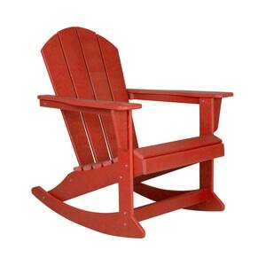 AMOS Red Outdoor Rocking Poly Adirondack Chair
