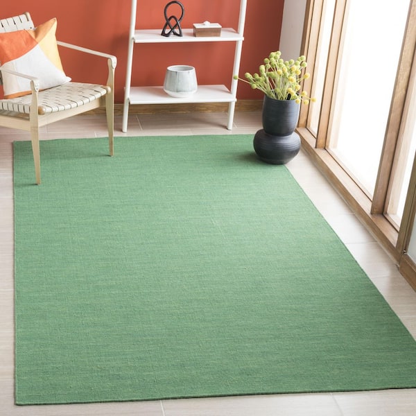 Kilim Green 8 ft. x 10 ft. Solid Color Area Rug