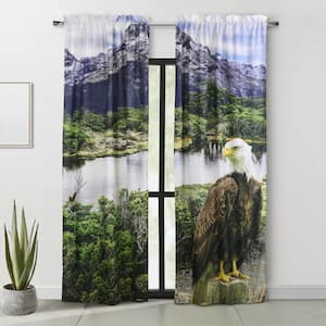 Photo Real Multi Polyester Print 74 in. W x 84 in. L Rod Pocket Indoor Light Filtering Curtains (Double Panels)