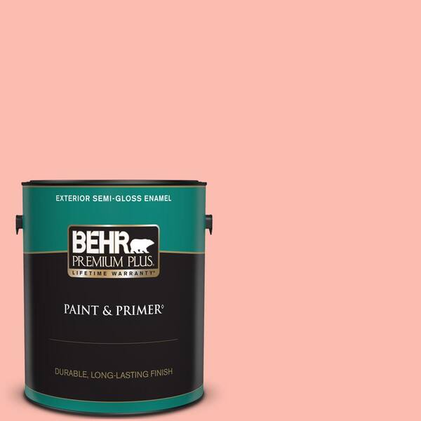 BEHR PREMIUM PLUS 1 gal. #190C-3 Sweet Nectar Semi-Gloss Enamel Exterior Paint & Primer