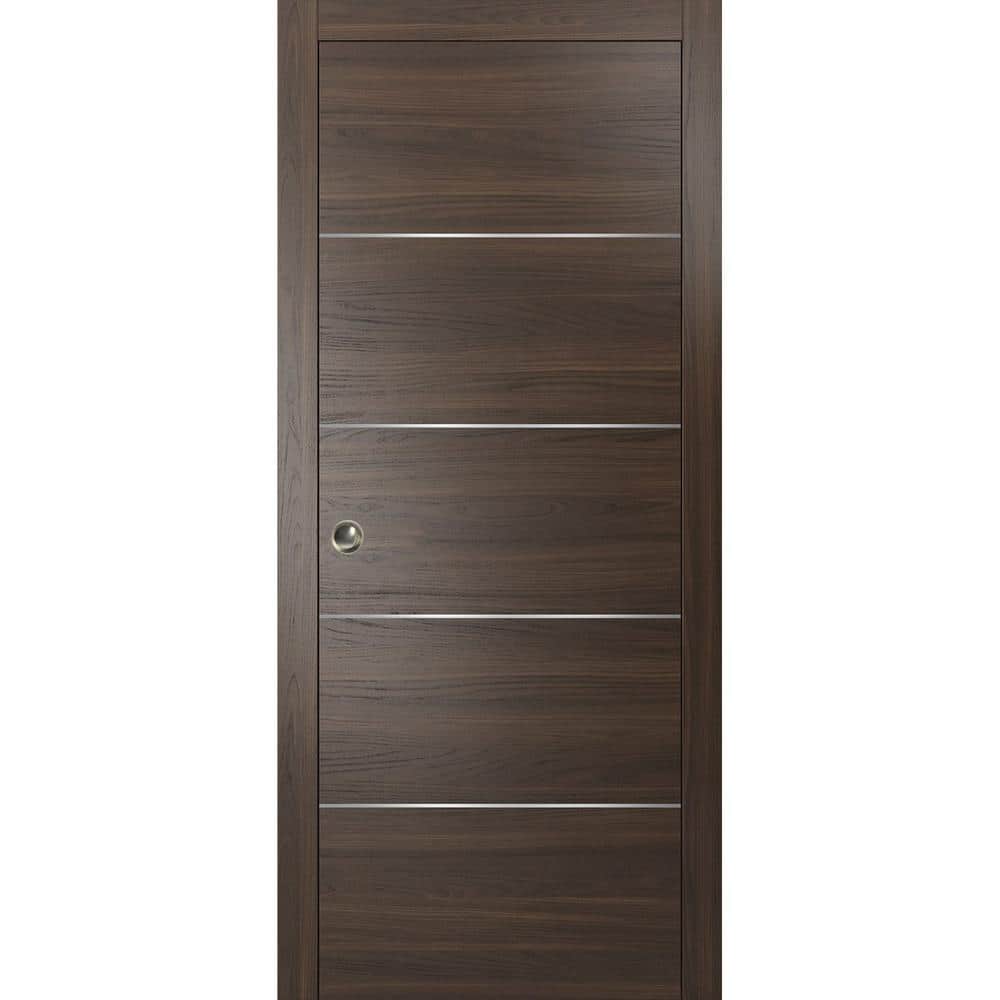 Assemble Required 24 in. x 80 in. 1-Panel Chocolate Ash Finished Solid Wood with Honeycomb Sliding Door with Hardware price history on PriceWatchPro