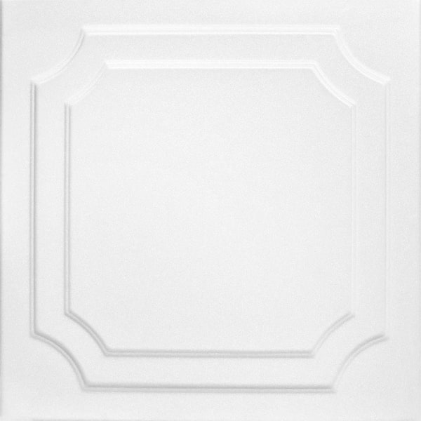 Virginian Plain White 1.6 ft. x 1.6 ft. Glue Up Foam Ceiling Tile (768 sq. ft. /Case)