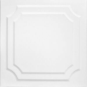 Virginian 1.6 ft. x 1.6 ft. Glue Up Foam Ceiling Tile in Plain White (21.6 sq. ft./case)