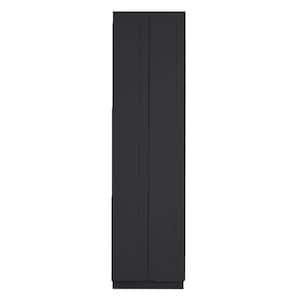 Shaker Assembled 36 in. W x 96 in. H x 24 in. D Tall Pantry Cabinet with 4 Doors in Charcoal Black