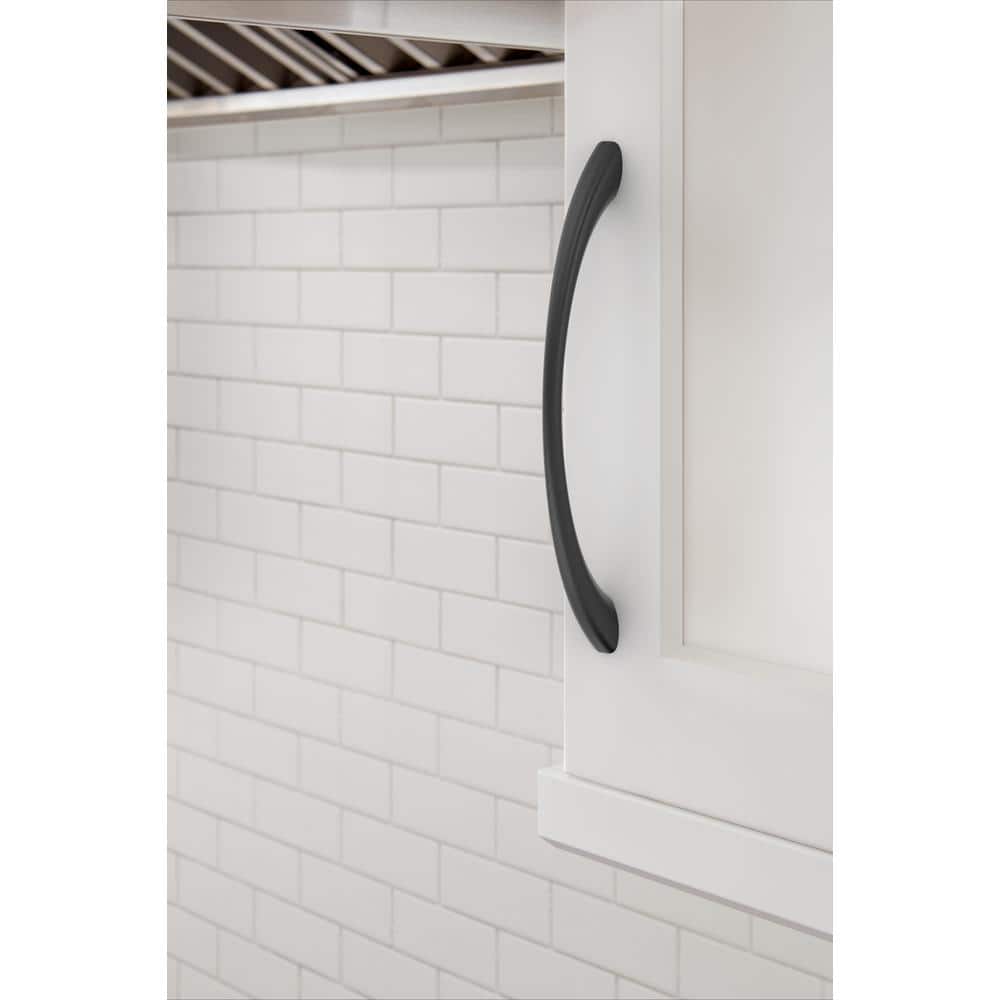 Matte Black Modern 6-5/16 inch Cabinet Pull with Mounting Hardware