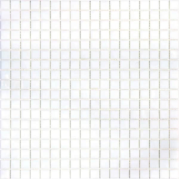 Apollo Tile Skosh 4" x 6" Glossy Pearl White Glass Mosaic Uniform square Wall and Floor Sample Tile (0.13 sq. ft./Piece) (1-Pack)