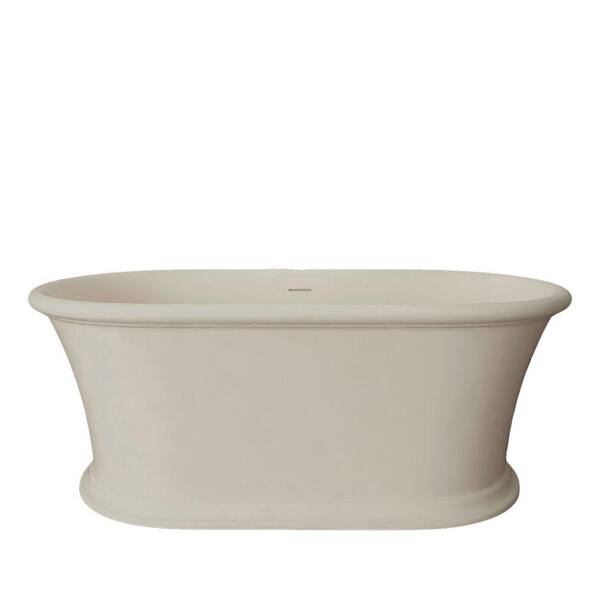 61 in. x 30.7 in. Stone Resin Soaking Bathtub with Center Drain in Timeless Cream-Vintage Double-Ended Design
