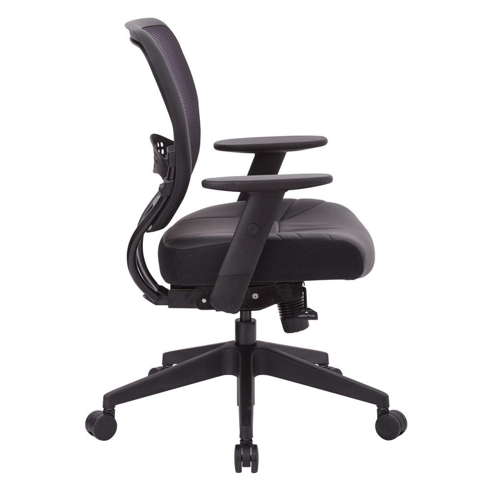 Air Grid Back Managers Chair w/ Bonded Leather Seat & Seat Slider - Thumbnail 2