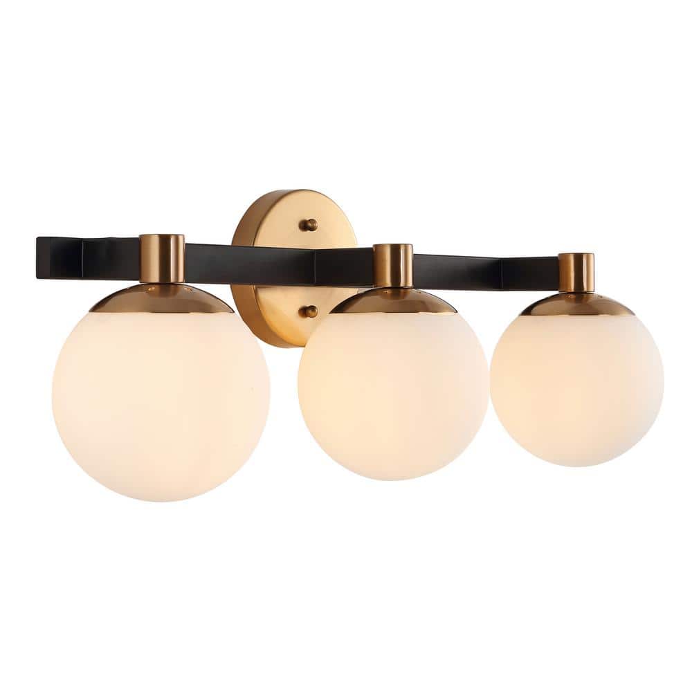 Modernist Globe 24" Brass Gold & Black 3-Light LED Vanity with Frosted Glass