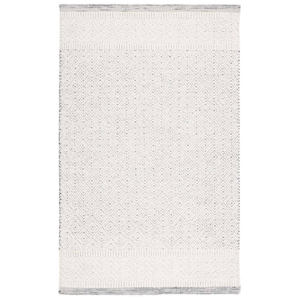 Ivory Tufted Rectangular Wool Area Rug, 5 ft. x 8 ft.