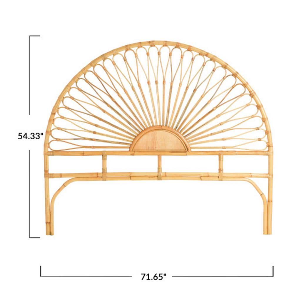 Natural King-Size Sunrise Design Rattan Headboard