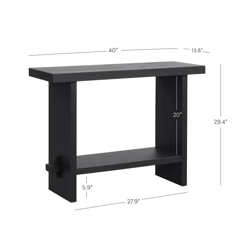 Virgo Black Oak Wood Console Table with Storage