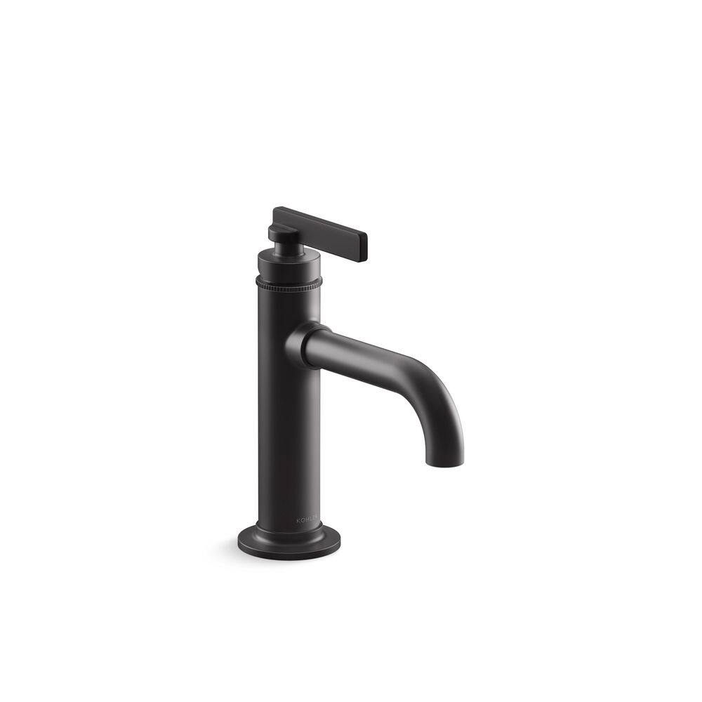 Matte Black Single-Handle Bathroom Sink Faucet with Knurled Details