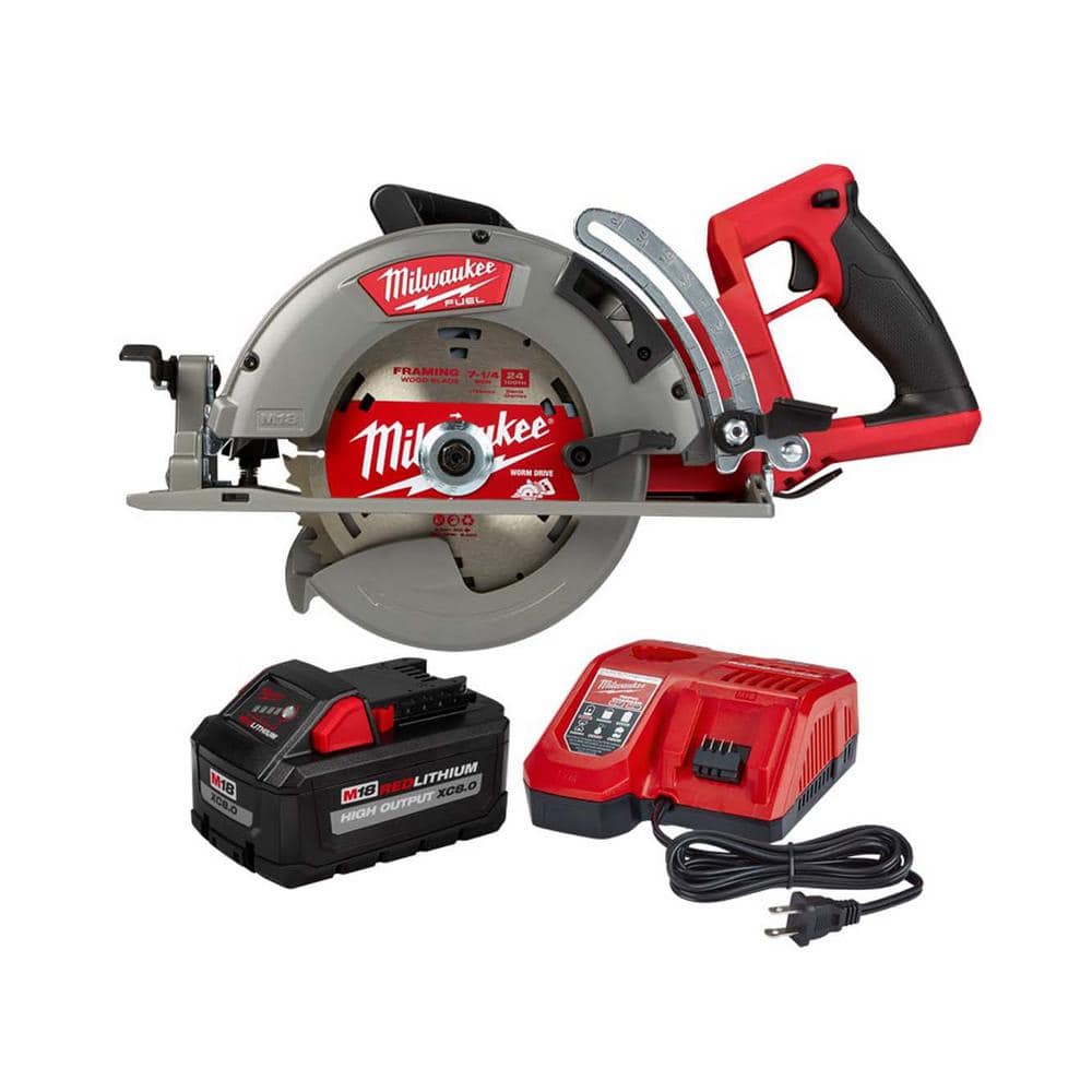 Milwaukee M18 FUEL 18V Lithium-Ion Cordless 7-1/4 in. Rear Handle Circular Saw with 8.0 Ah Starter Kit