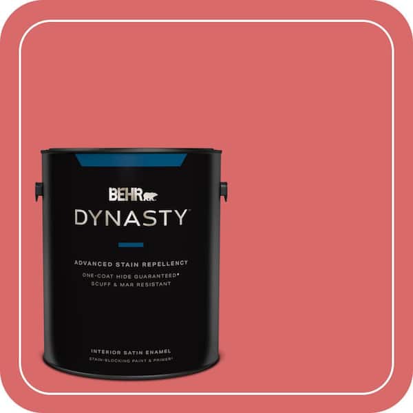BEHR DYNASTY 1 gal. #160B-6 Coral Expression Satin Enamel Interior Stain-Blocking Paint & Primer