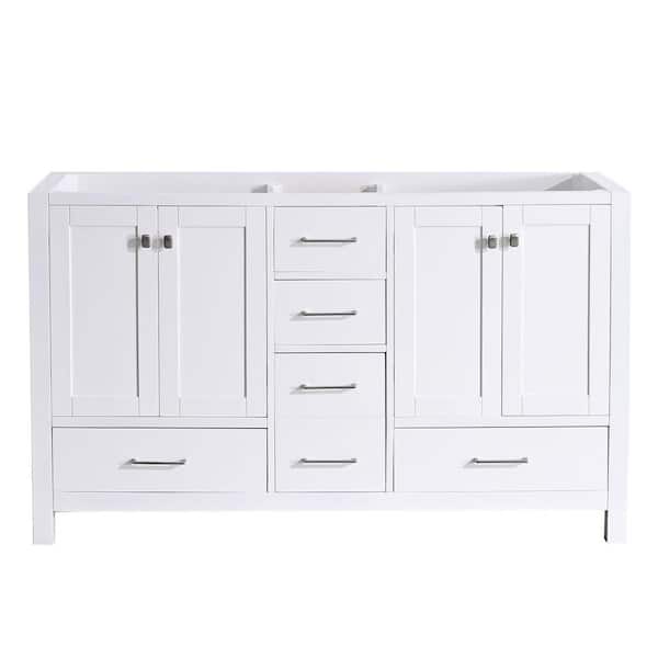 Aoibox 21.8 in. W x 60 in. D x 34.5 in. H Modern Freestanding Bath Vanity Cabinet without Top in White