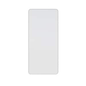22 in. W x 48 in. H Stainless Steel Framed Radius Corner Bathroom Vanity Mirror in White