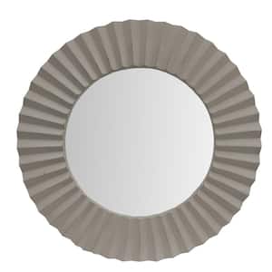 Beveled Floating 32 in. H x 32 in. W Round Wood Framed Gray Wall Mirror