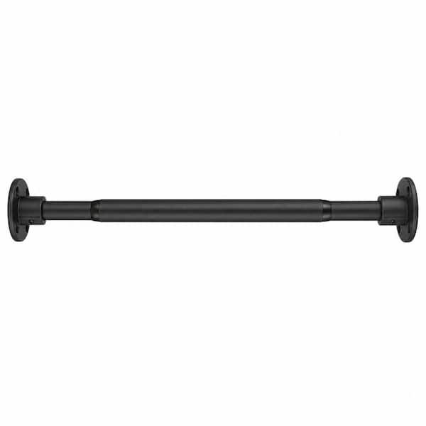 Stainless Steel Shower Rod, Industrial Wall Mounted Shower Curtain Rod, Adjustable 76 in. Shower Pole in Matte Black