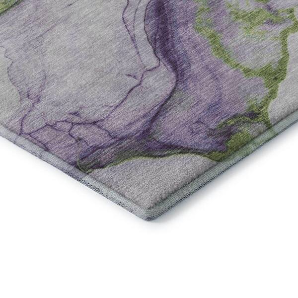 Mayfield Premium Machine Washable Abstract AMF1690 Purple 2 ft. 3 in. x 7 ft. 6 in. Runner Rug