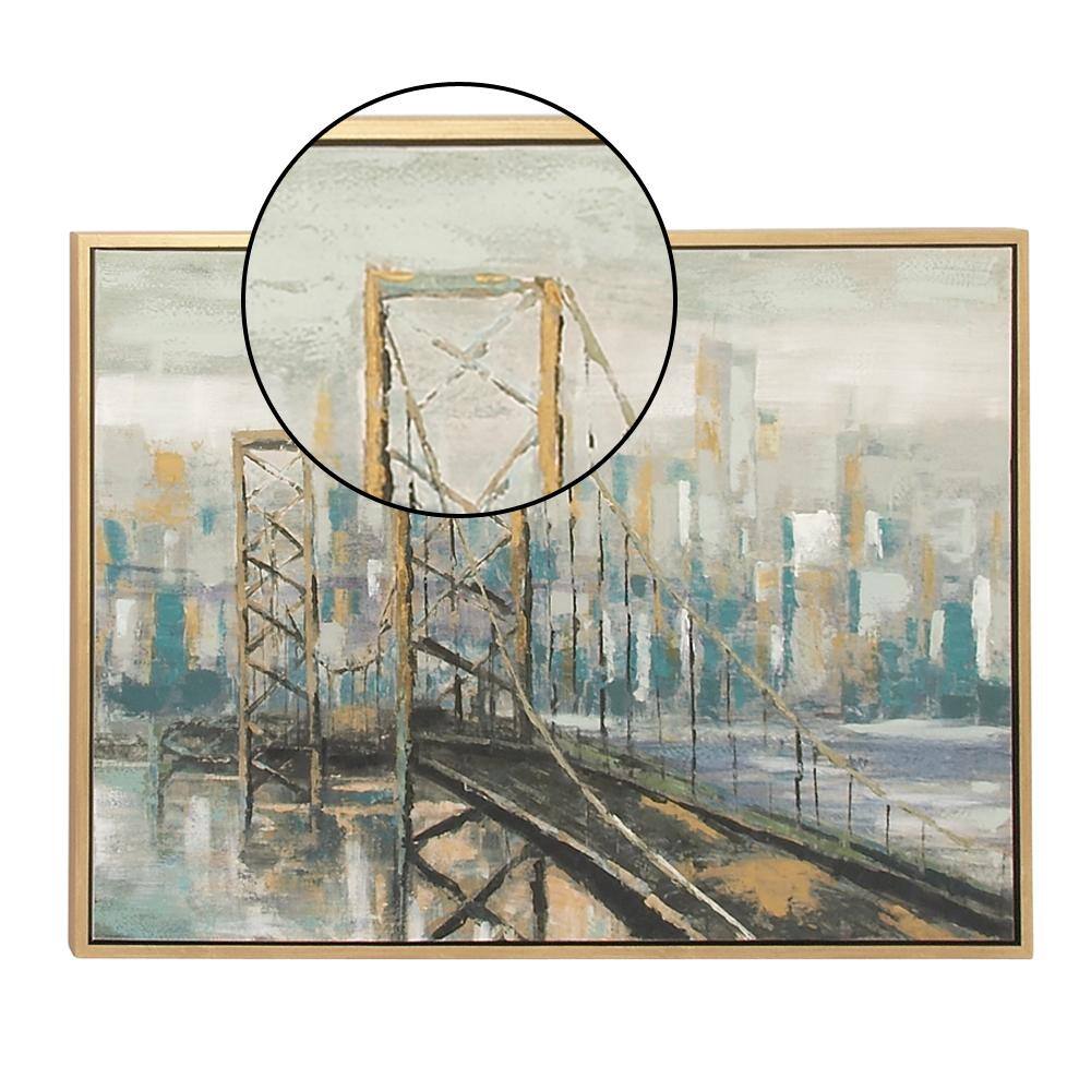 Light Brown and Blue Abstract Bridge Canvas Wall Art