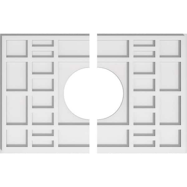 Ekena Millwork 24 in. W x 16 in. H x 7 in. ID x 1 in. P Beaux Architectural Grade PVC Contemporary Ceiling Medallion (2-Piece)