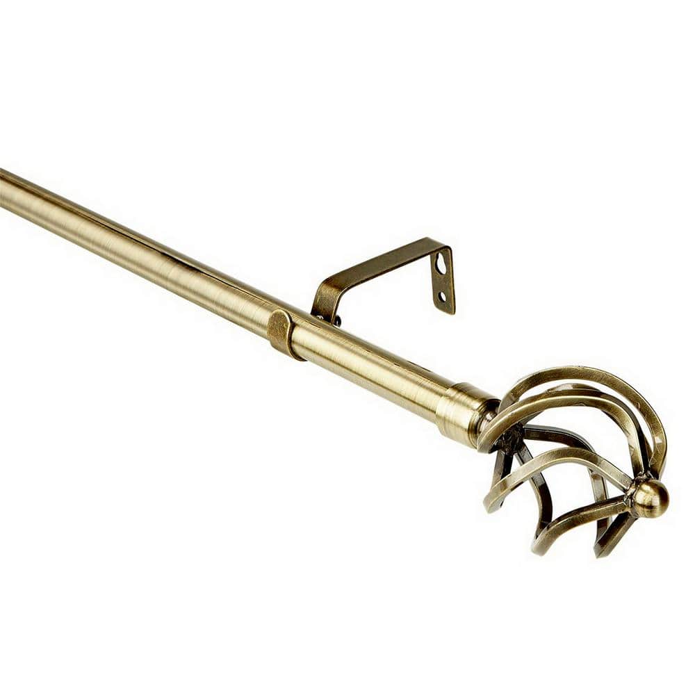 Home Details Royal Twist Curtain Rod 24-48 inch in Antique Brass