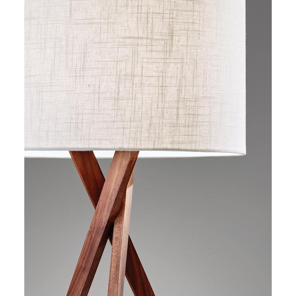 Contemporary Rustic White Linen Shade Tripod Table Lamp