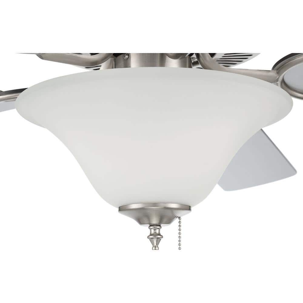 52'' Brushed Nickel Ceiling Fan with Frosted Glass Light Kit