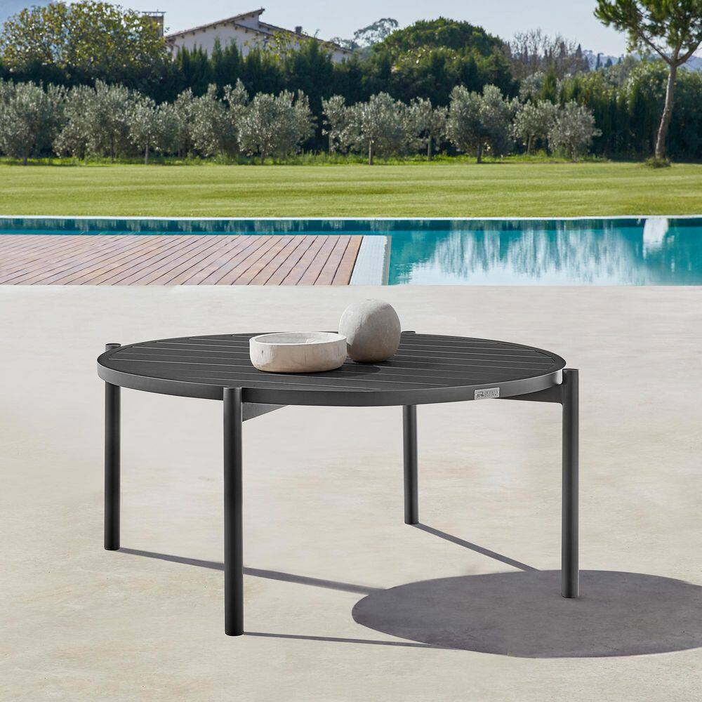Tiffany Black Aluminum Round Outdoor Coffee Table
