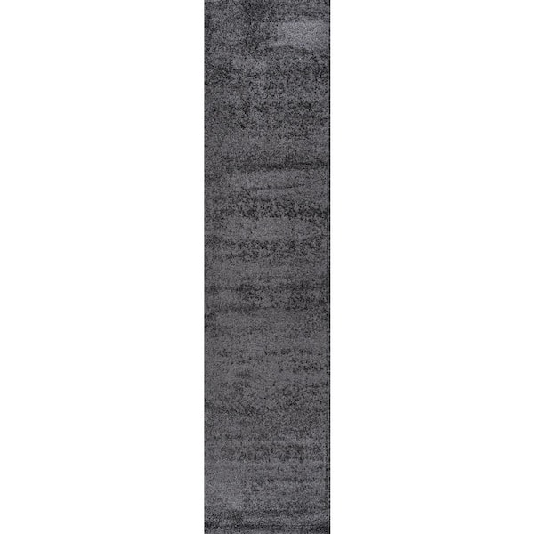 Haze Solid Low-Pile Black 2 ft. x 8 ft. Runner Rug