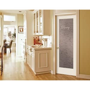 30 in. x 80 in. Right Hand Recipe Pantry Frosted Glass Primed Wood Single Prehung Interior Door