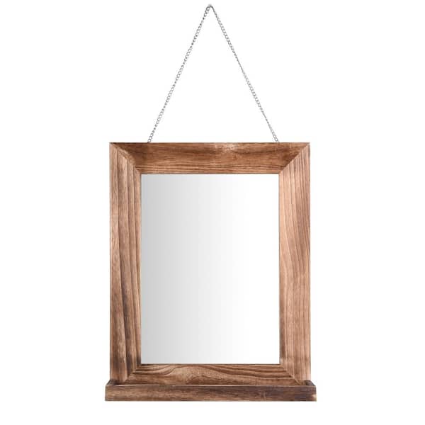 EDGEWOOD 16 in. W x 20 in. H Rectangle Solid Wood Framed Brown Vintage Modern Wall Mirror