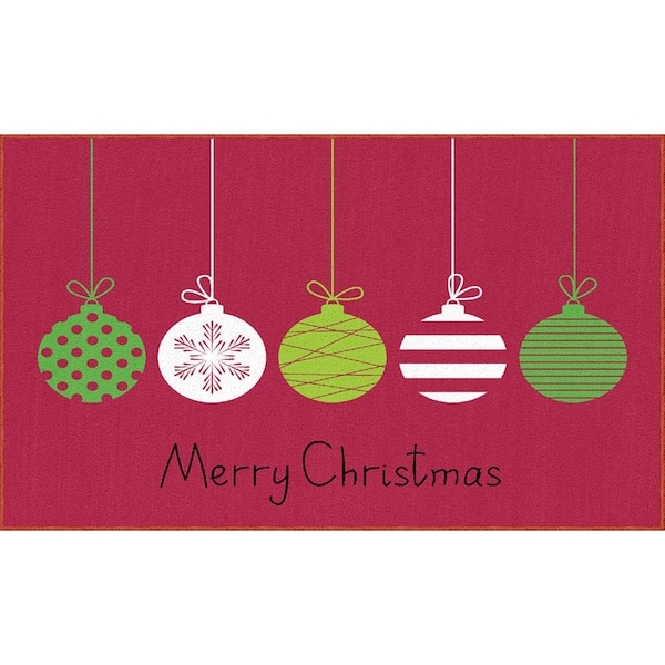 Mohawk Home Merry Ornaments Red 1 ft. 6 in. x 2 ft. 6 in. Machine Washable Holiday Area Rug