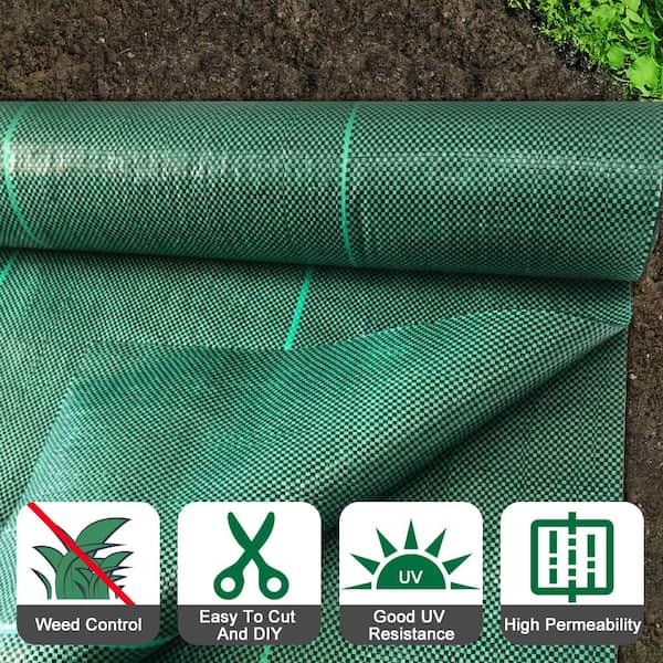 Agfabric 3 ft. x 100 ft. Garden Weed Barrier Fabric Weed Mat Landscape Fabric Green and Black