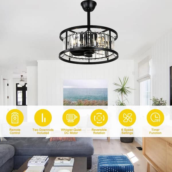 Oaks Aura Idahii 20 in. Black Fandelier Luxury Ceiling Fan with