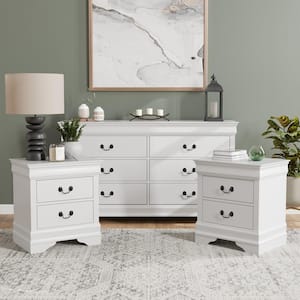 Burkhart White 2 Drawer 21.63 in. W Set of 2 Nightstand and Dresser