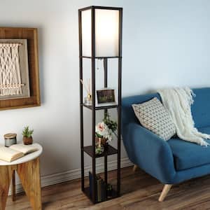 62.75 in. Brown Etagere Style Floor Lamp