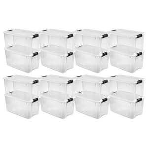 70 qt. XL Plastic Stacking Storage Container Boxes in Clear, 16 Pack