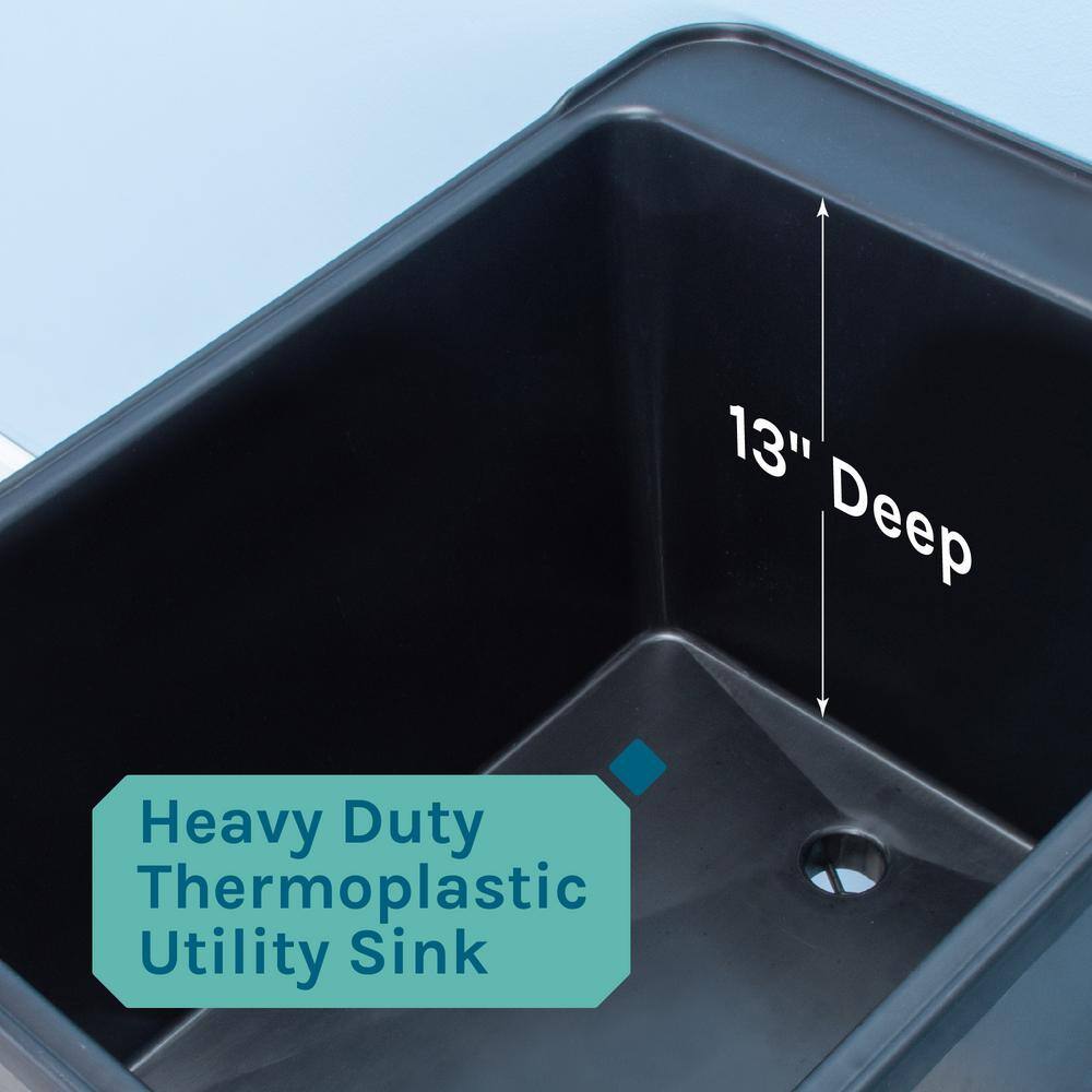 Black Freestanding Utility Sink with Steel Legs, 16 Gallon