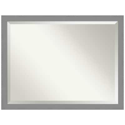 Medium Rectangle Brushed Silver Metallic Beveled Glass Modern Mirror (33.5 in. H x 43.5 in. W)