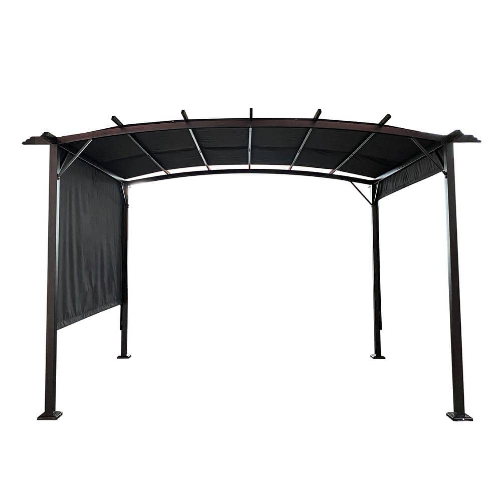 12 ft. x 9 ft. Outdoor Pergola Patio Gazebo, Retractable Shade Canopy, Sun 