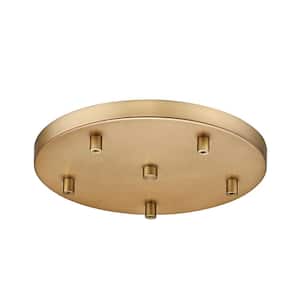 Multi Point Canopy 12 in. 5-Light Rubbed Brass Round Ceiling Plate