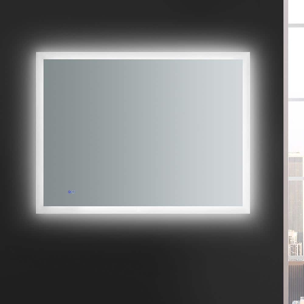Sleek 48"x36" Frameless Bathroom Vanity Mirror with LED Halo & Fog-Free Technology