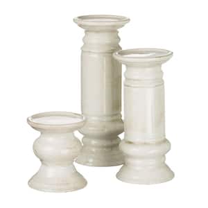 5", 9.5", and 11" White Ceramic Pillar Candle Holder (Set of 3)